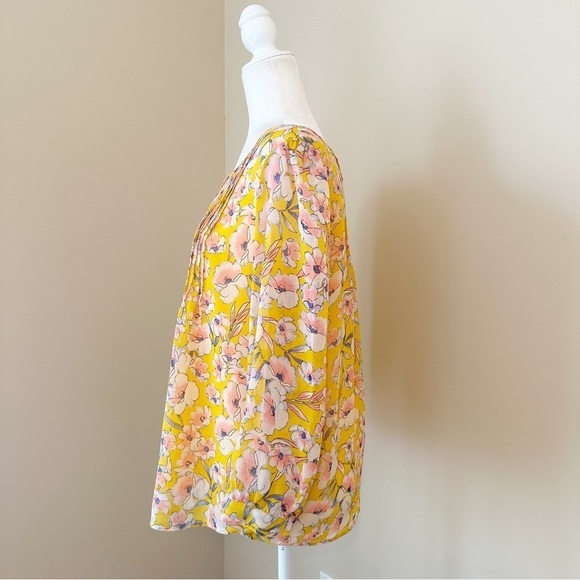 Tommy Hilfiger Pin Tuck Yellow Floral Blouse - Medium - Picture 4 of 16